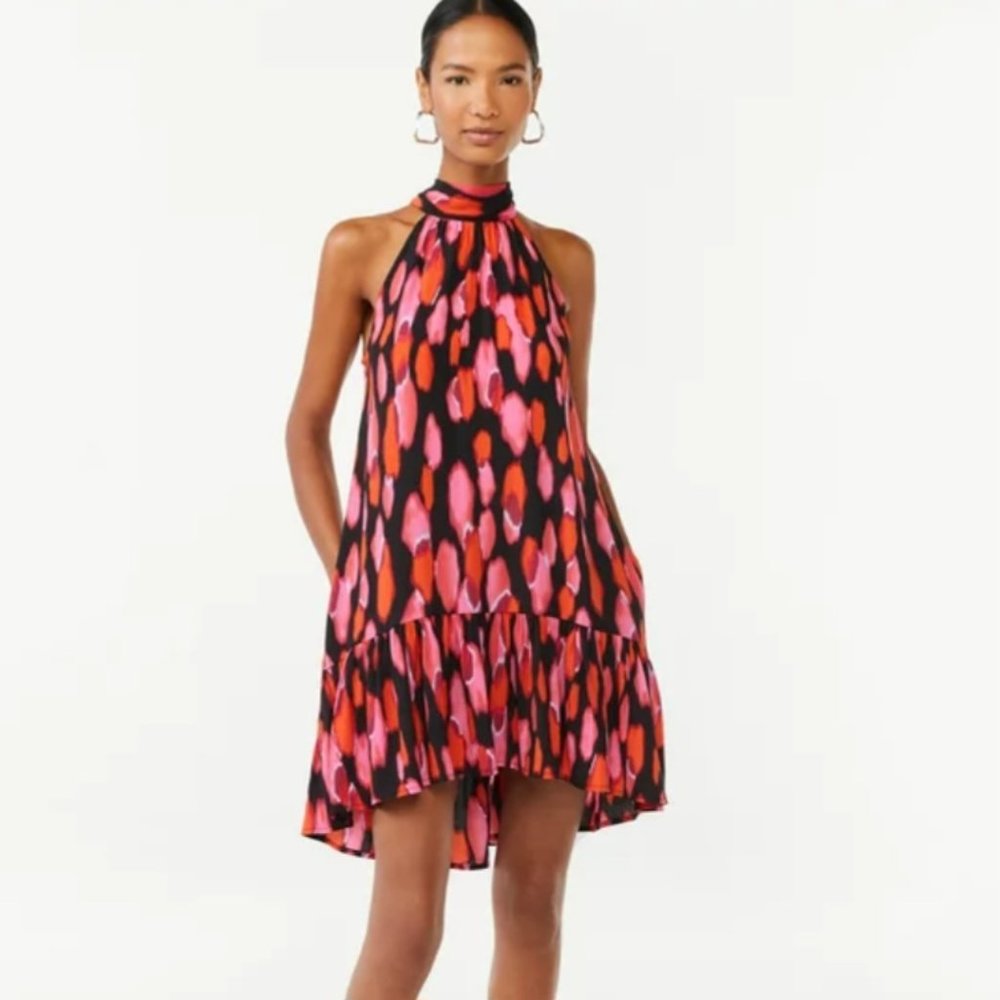 Scoop NYC Brushstroke Print Trapeze Dress